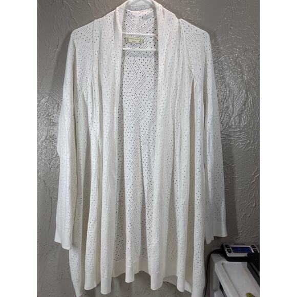 SIGRID OLSEN Studio Open Front Cardigan Sweater Ivory Open Knit Size XL - Picture 1 of 5